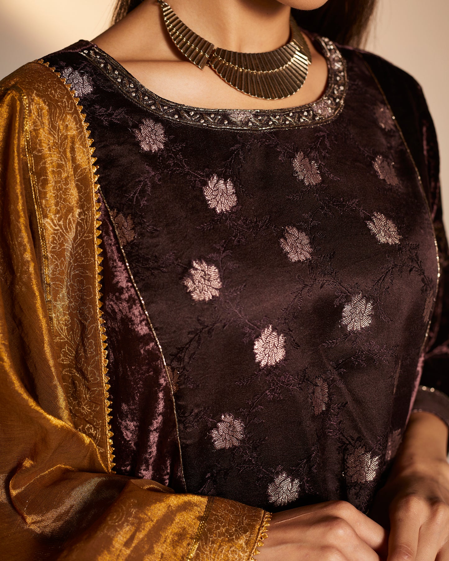 MD Kurta in Wine Velvet with Pants