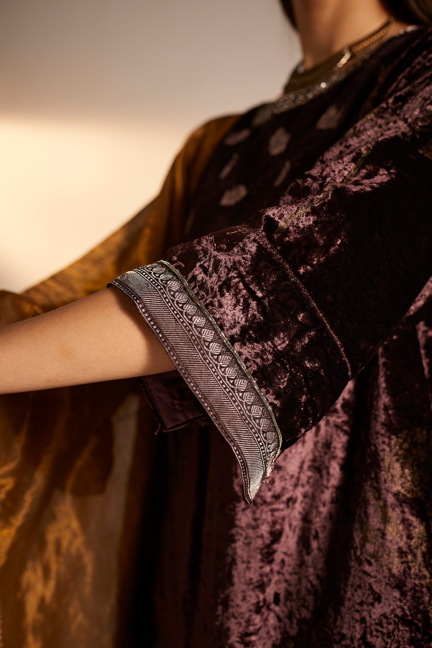 MD Kurta in Wine Velvet with Pants