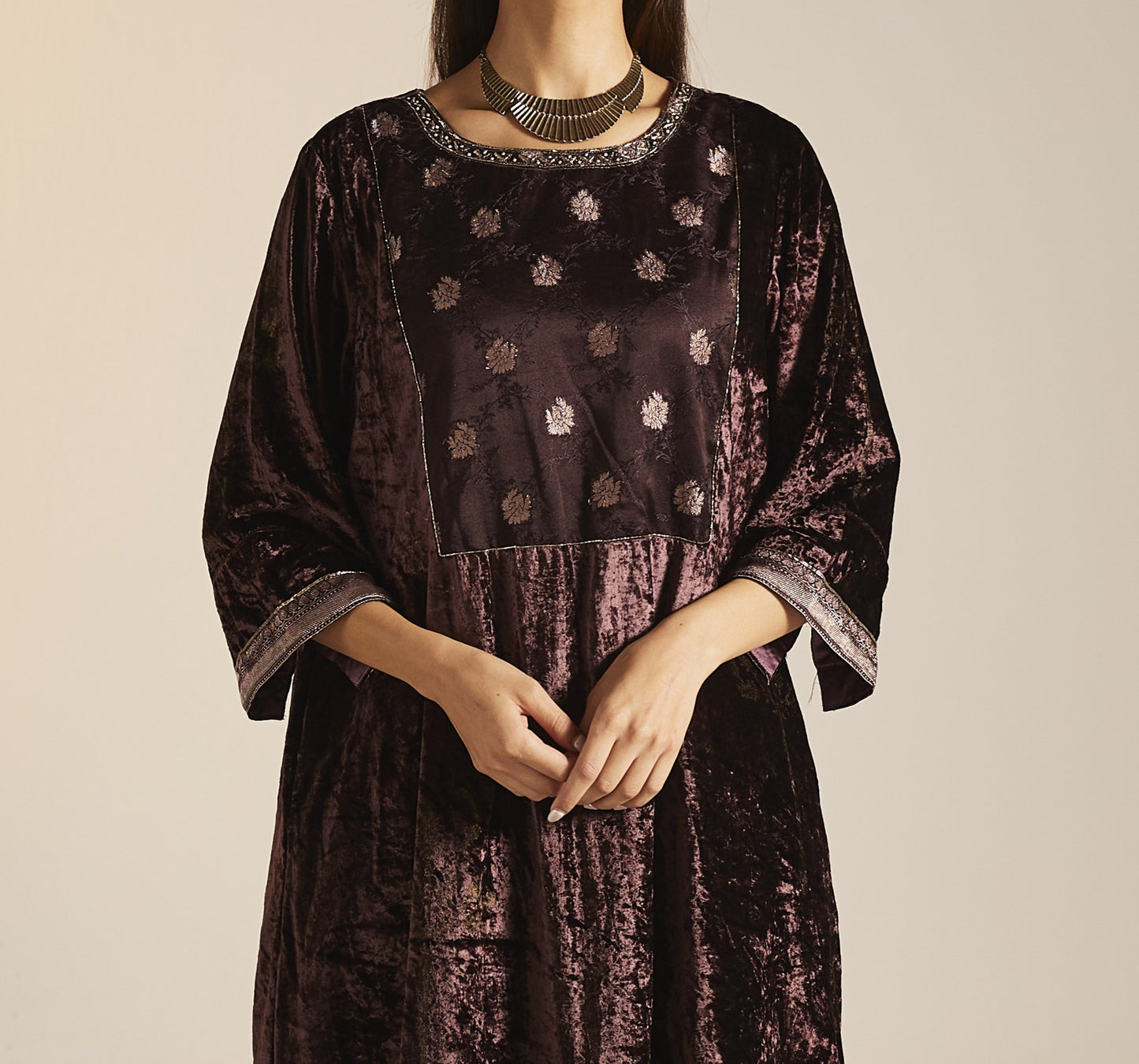 MD Kurta in Wine Velvet with Pants