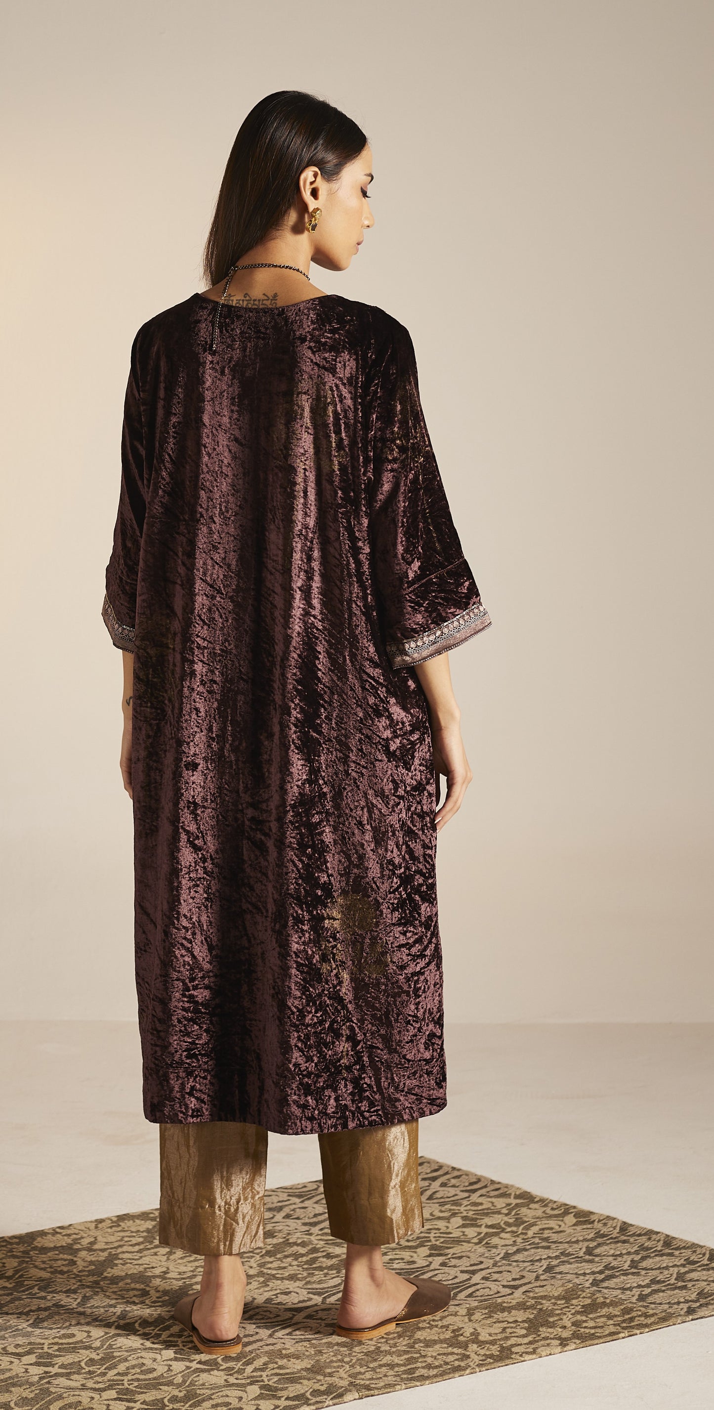 MD Kurta in Wine Velvet with Pants