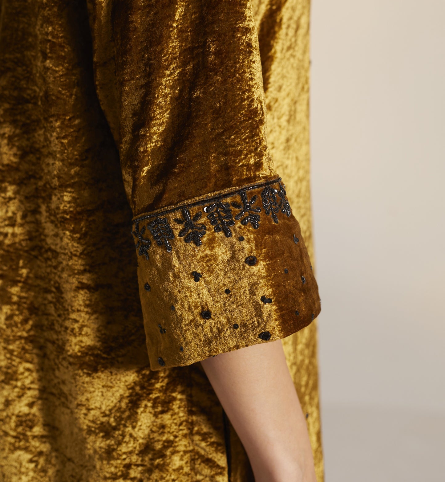 Mini Kurta in Gold Velvet with Palazzo