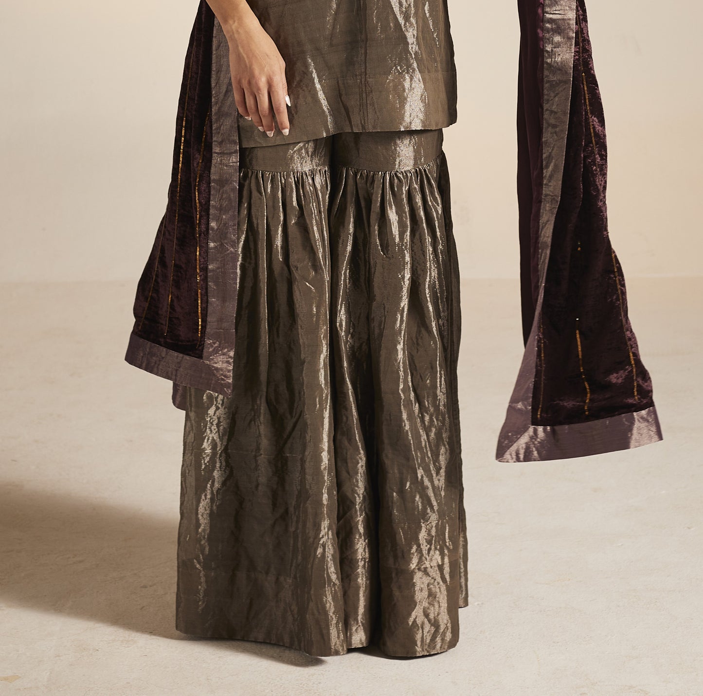 Mini Anisa in Slate Silver Tissue with Sharara