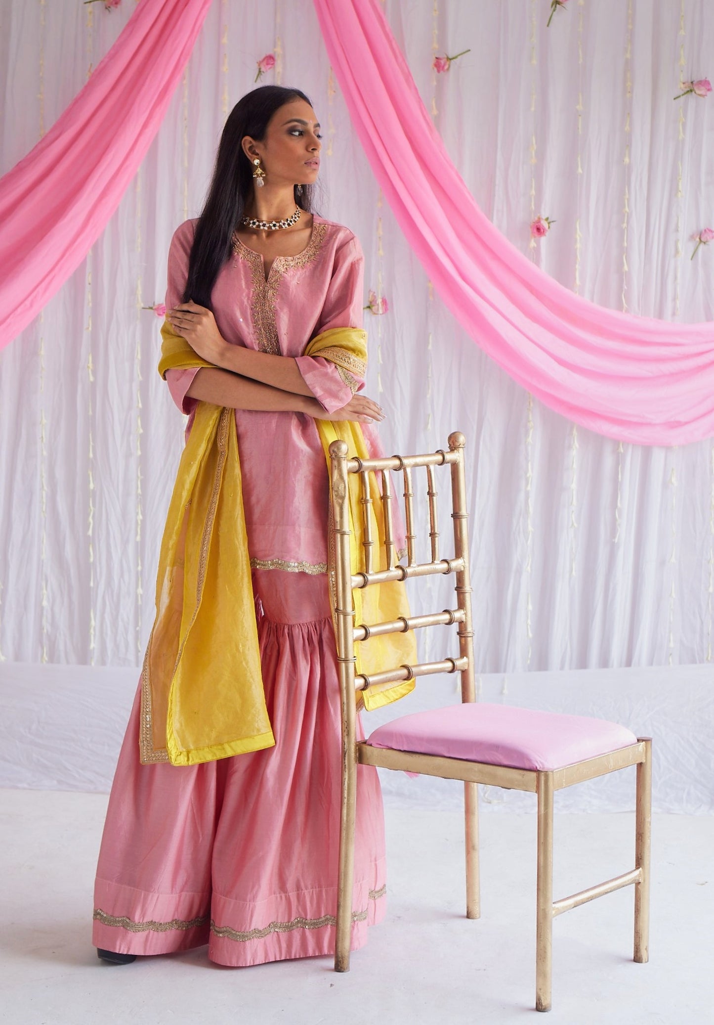 Dupatta in Marigold Yellow Tissue