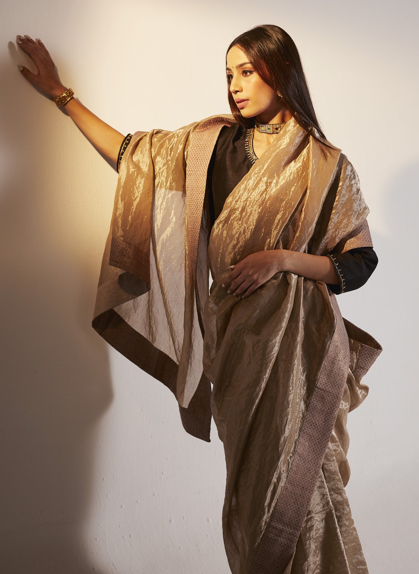 Sari in Champagne Grey Tissue