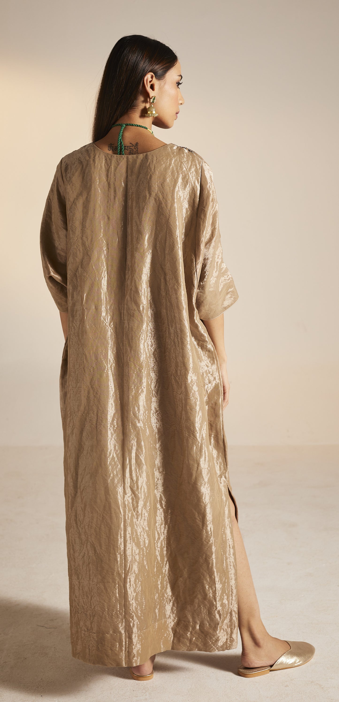 Shahi Kaftan in Champagne Grey Tissue