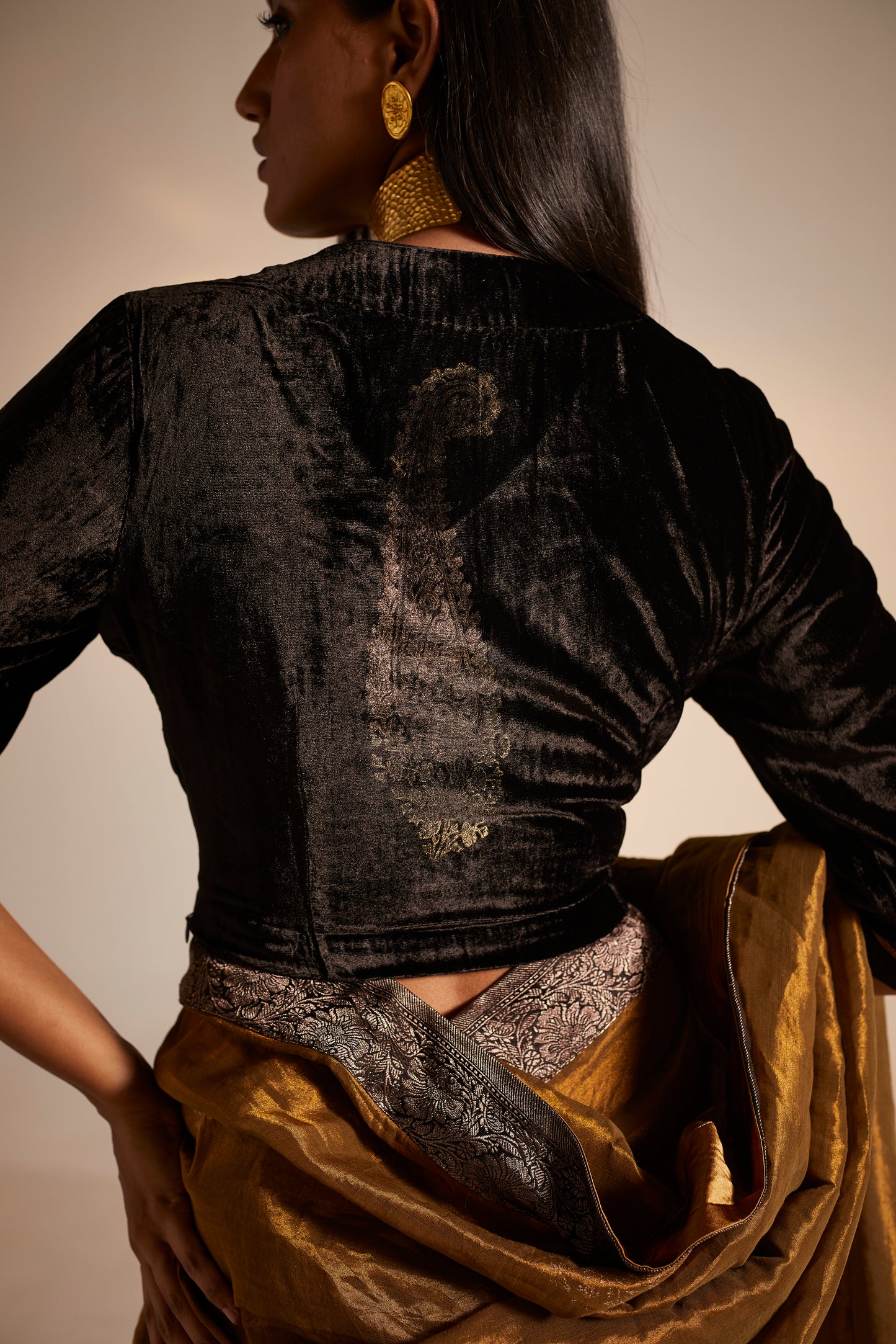 Nina Blouse in Black Velvet
