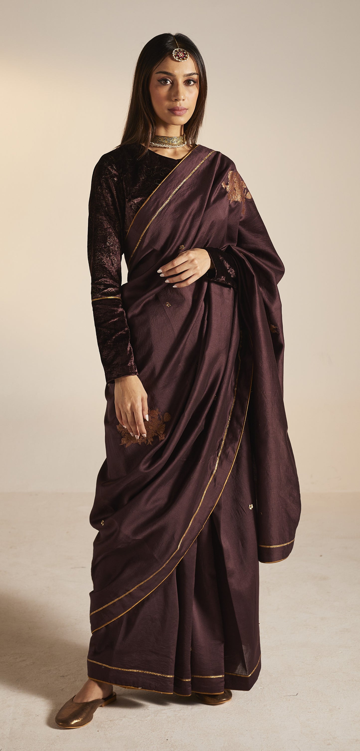 Blouse in Wine Velvet
