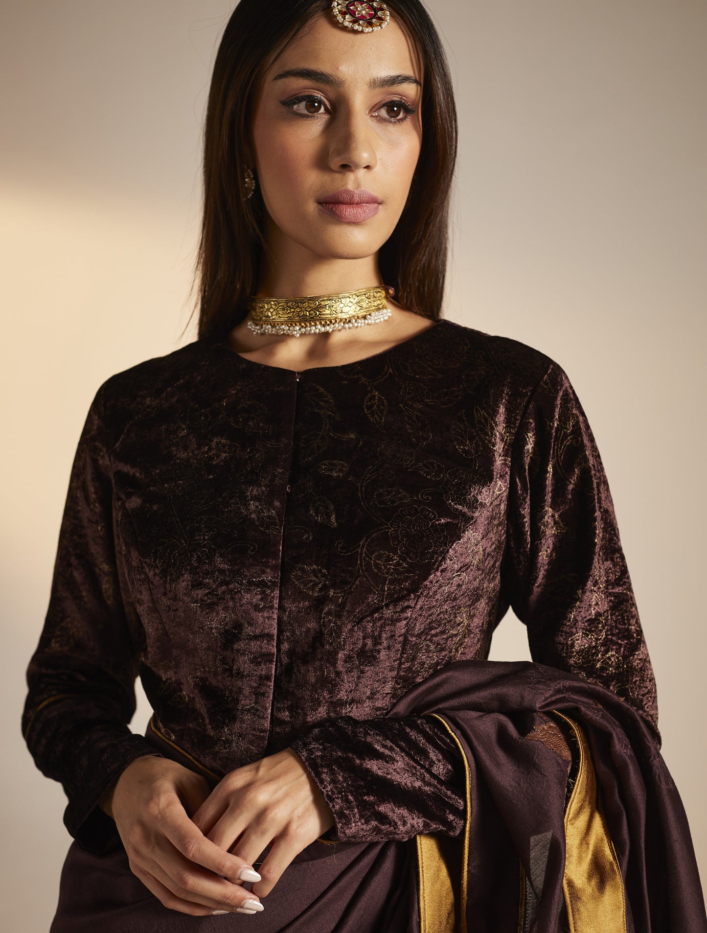 Blouse in Wine Velvet