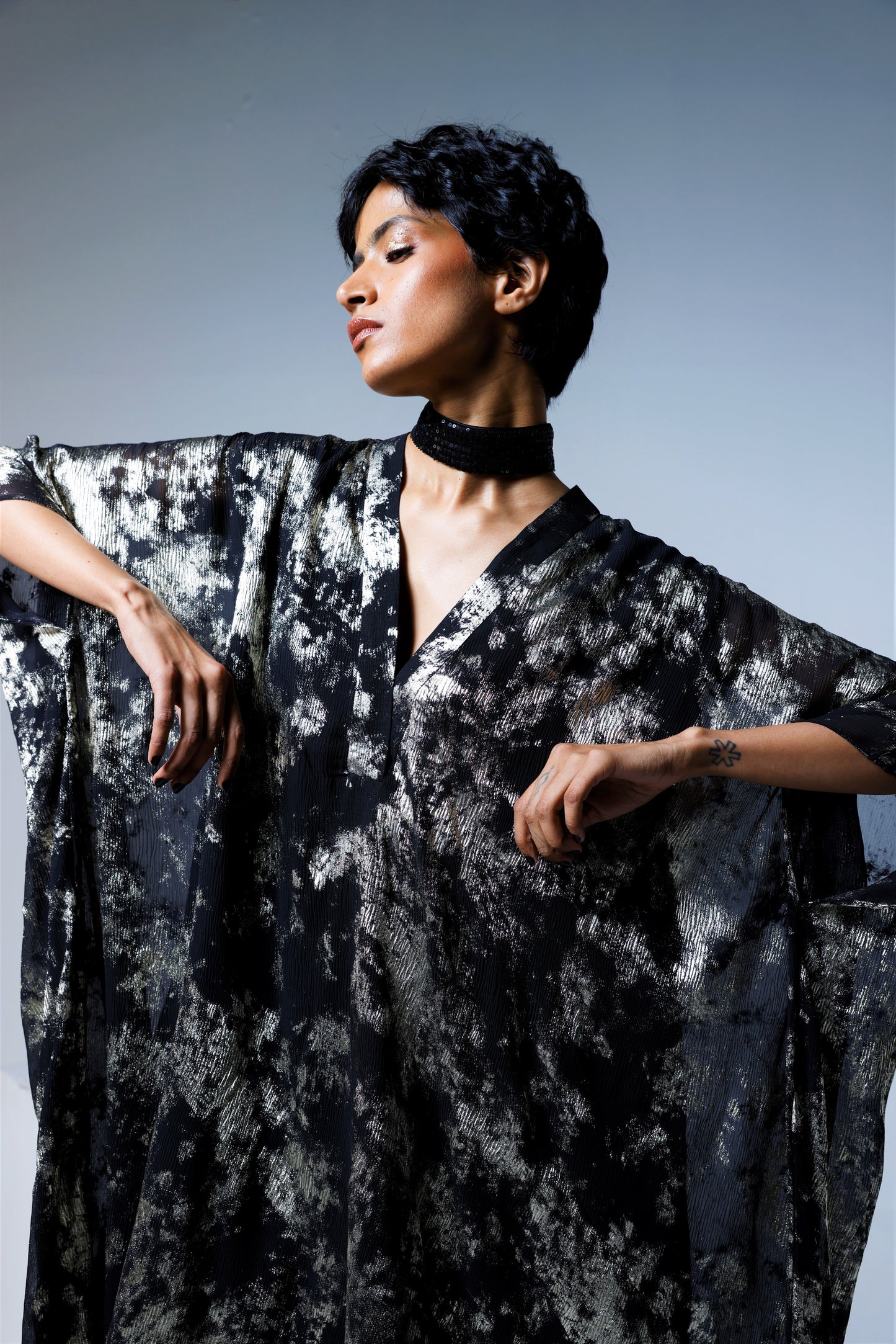 Jaya Kaftan in Black Chiffon