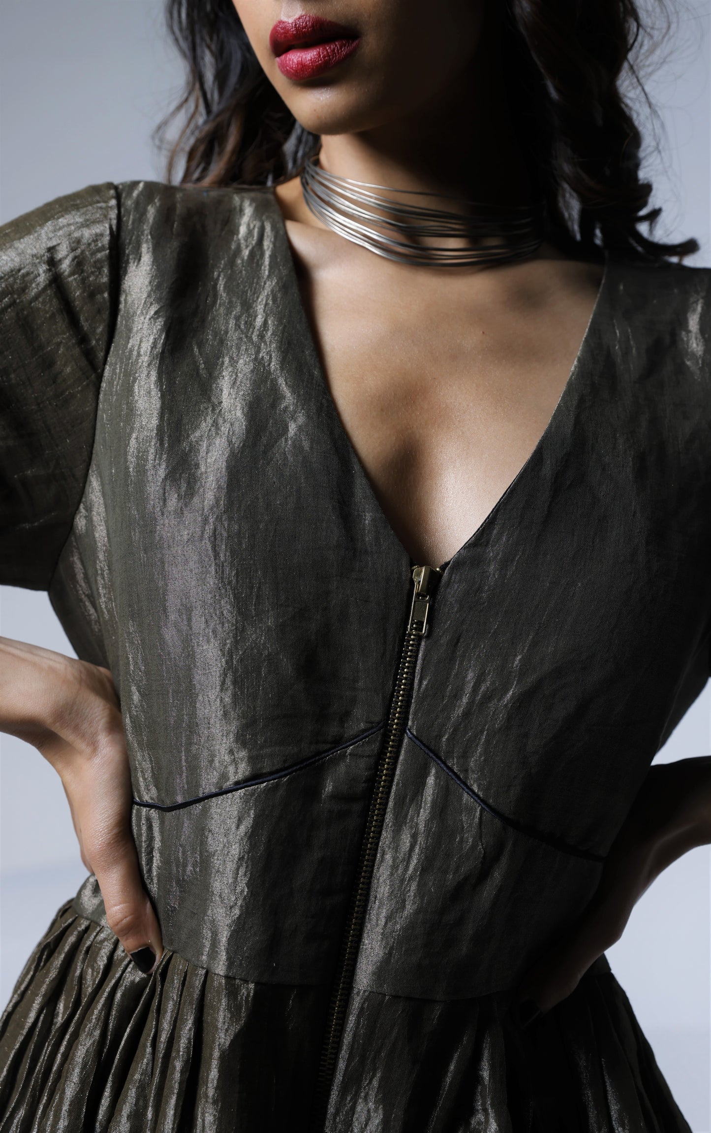 Volume Jumpsuit in Silver grey Tissue