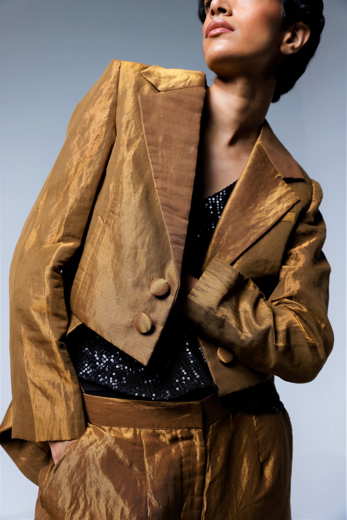 Tailcoat Blazer in Copper gold Tissue