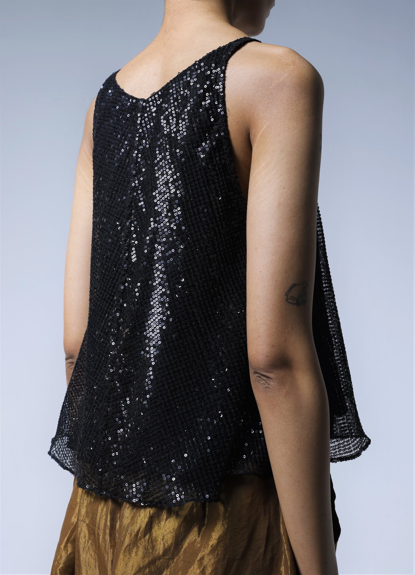 Sequin Strappy Top in Black