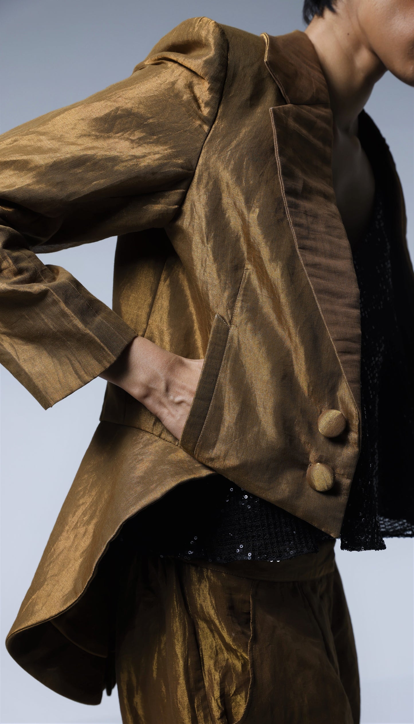Tailcoat Blazer in Copper gold Tissue