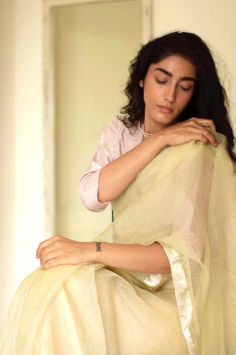Nina Blouse In Shell Pink Handwoven Tissue