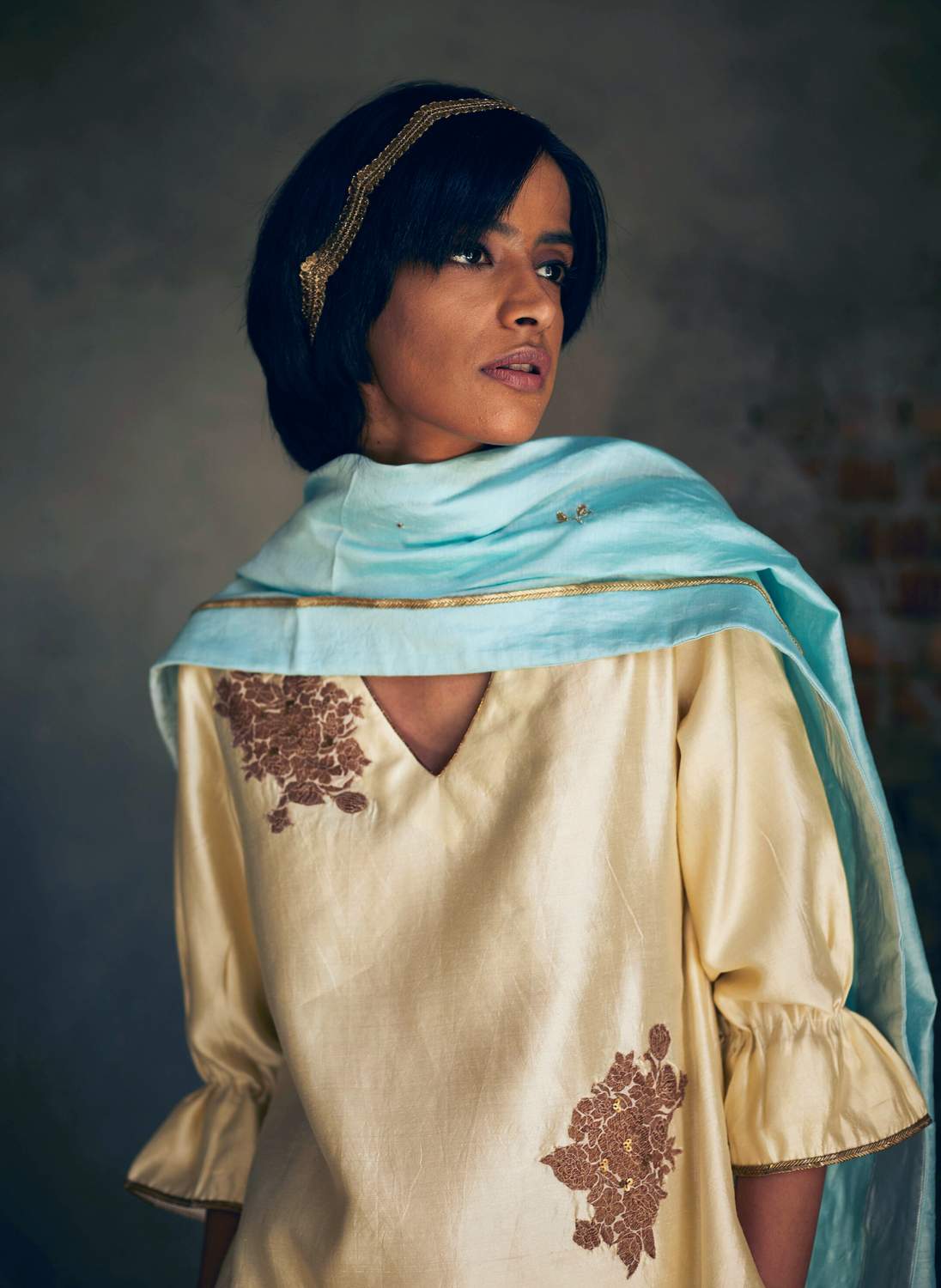 Anu Kurta In Ivory Chanderi With Pants