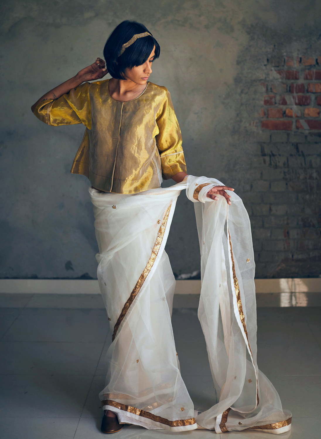 Reshma Blouse in Gold Tissue