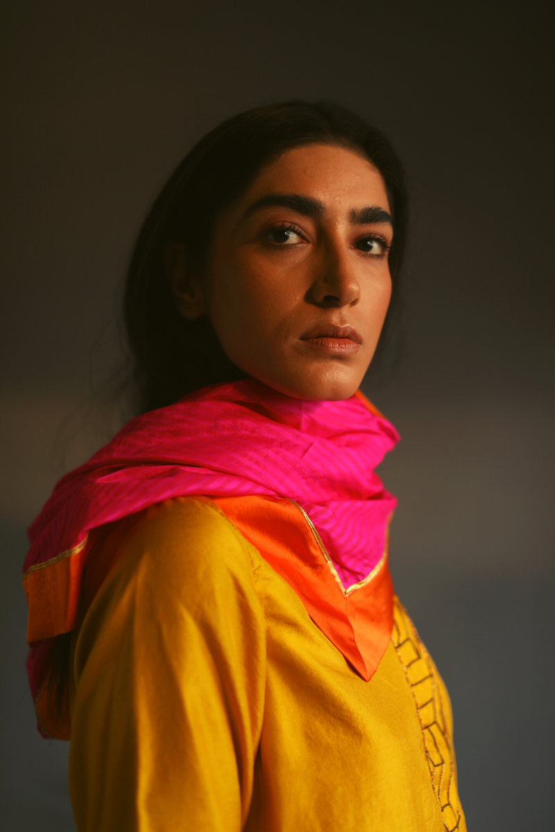 Stole In Mithai Pink Striped Silk
