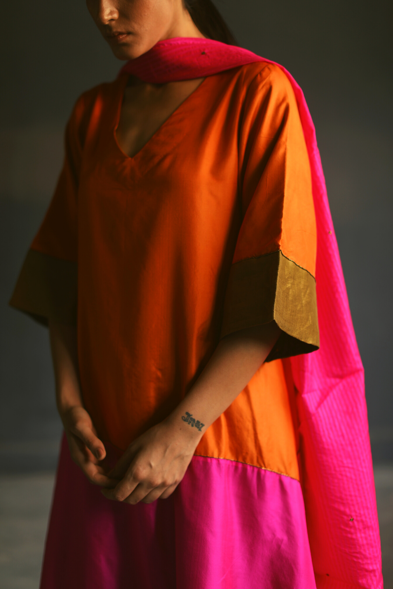 Stole In Mithai Pink Striped Silk