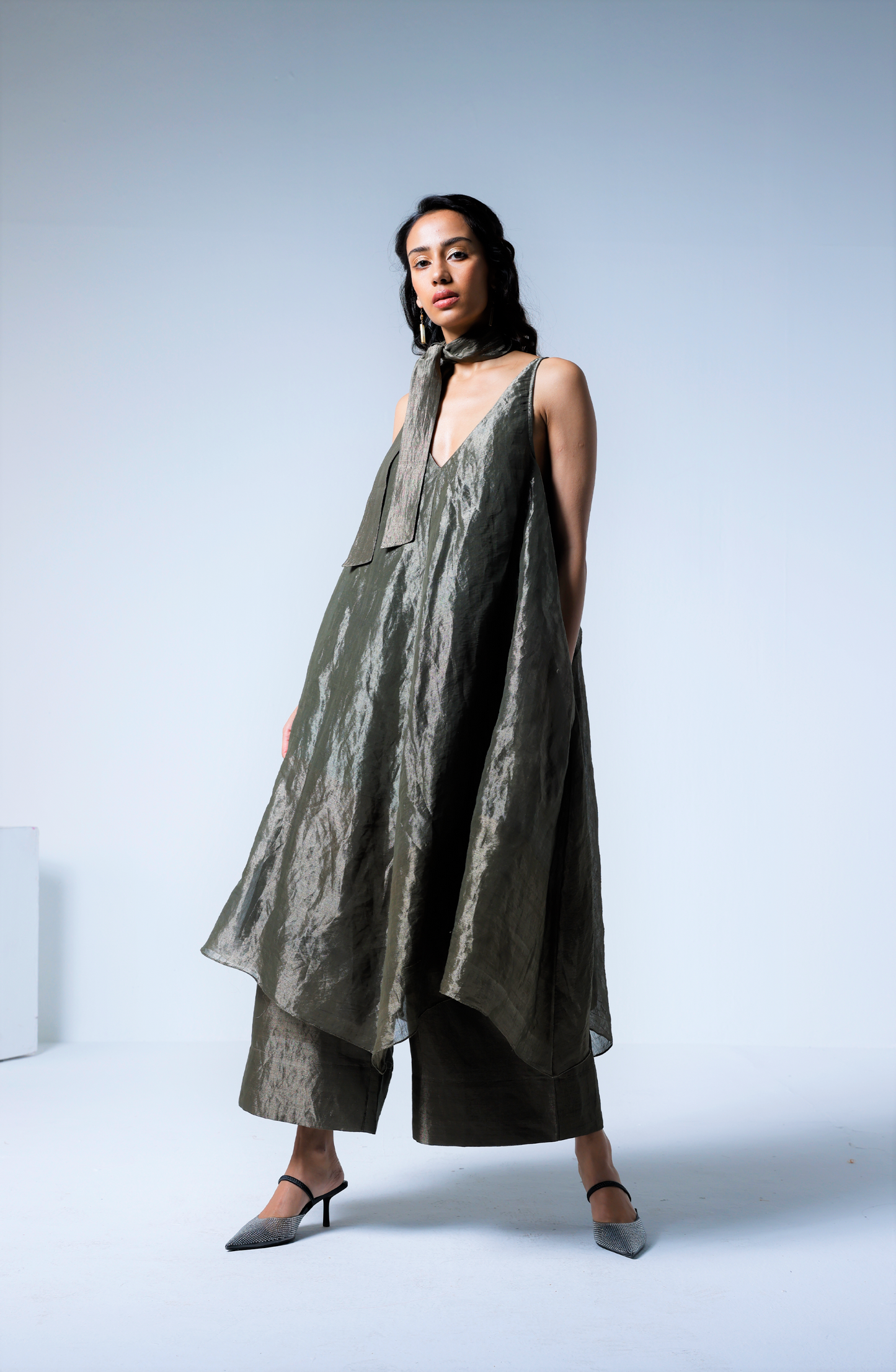 Palazzos in Silver grey Tissue