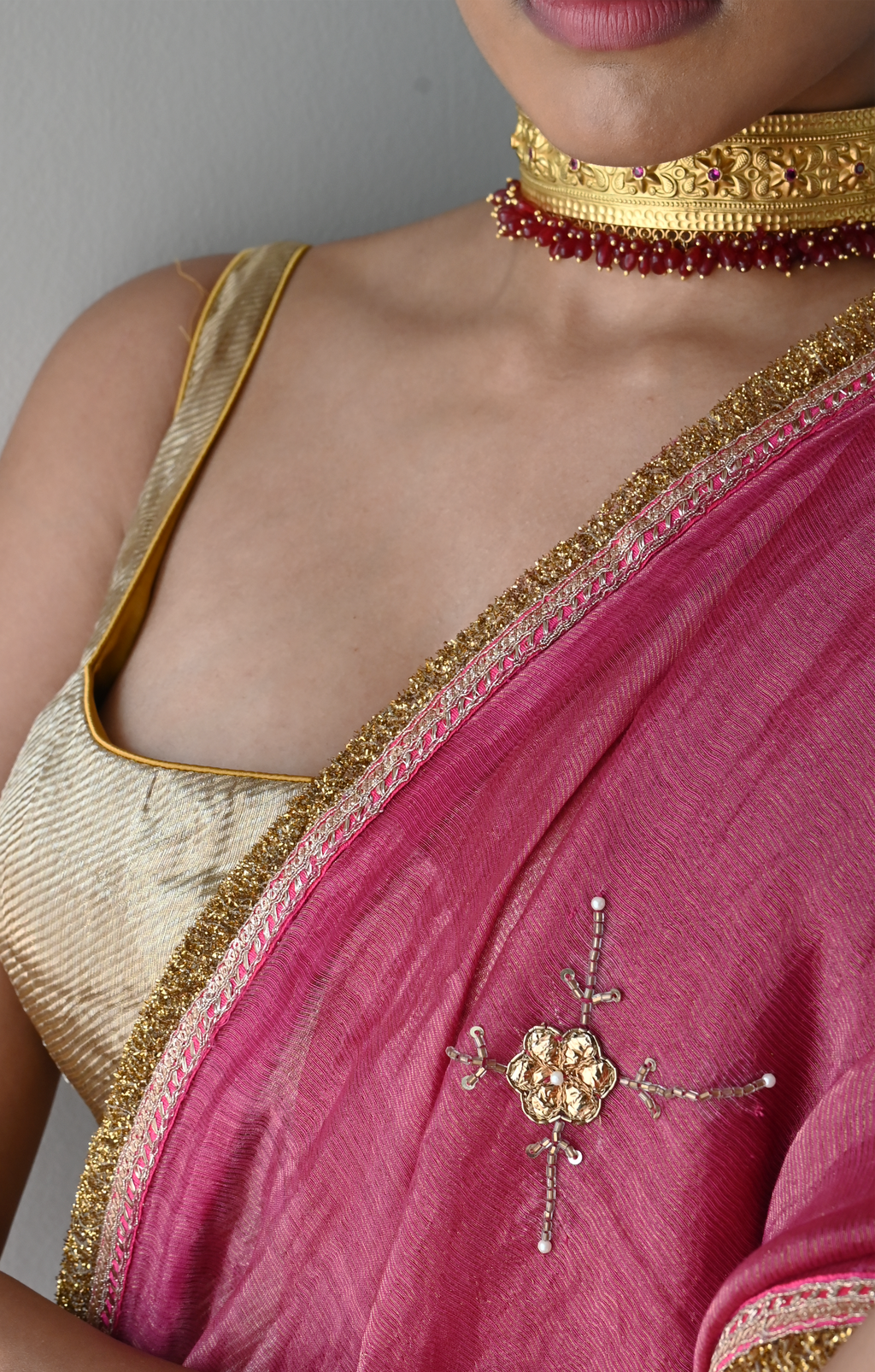 Sati Saree in Hot Pink Pin Stripes