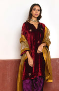 MD Kurta in Red Velvet with Purple Velvet Salwar