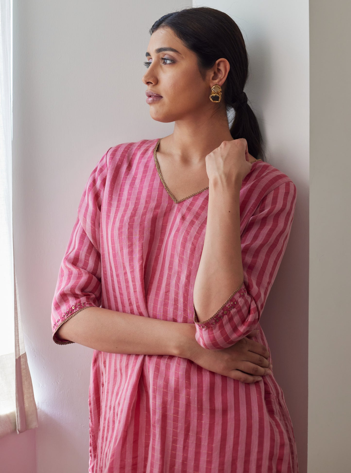 Anu Kurta in Pink Patti Organza Silk with Pants