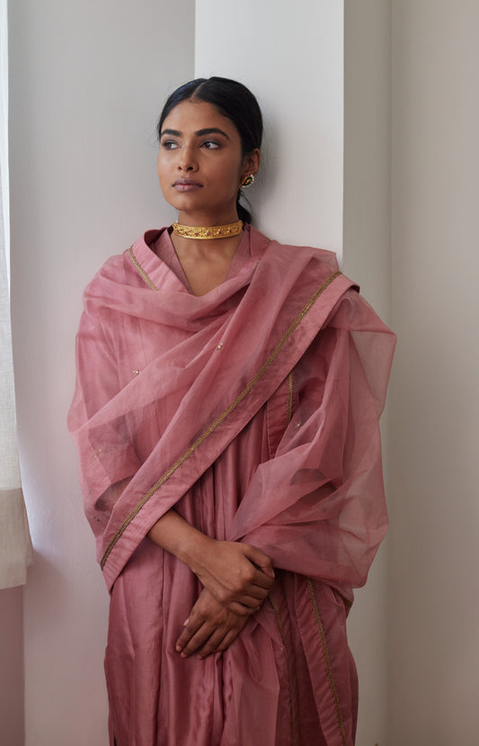 Organza Dupatta in Onion Pink