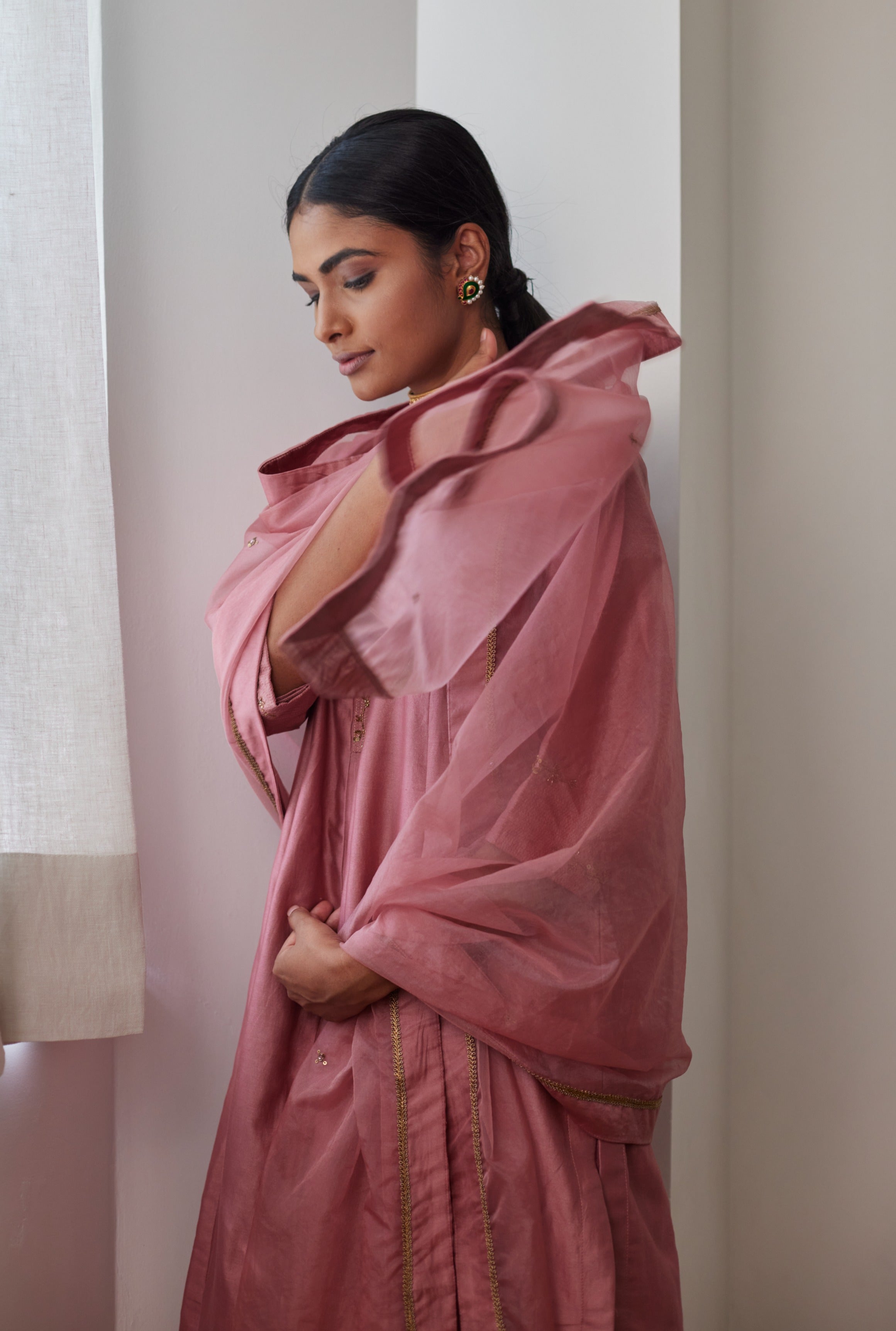 Organza Dupatta in Onion Pink