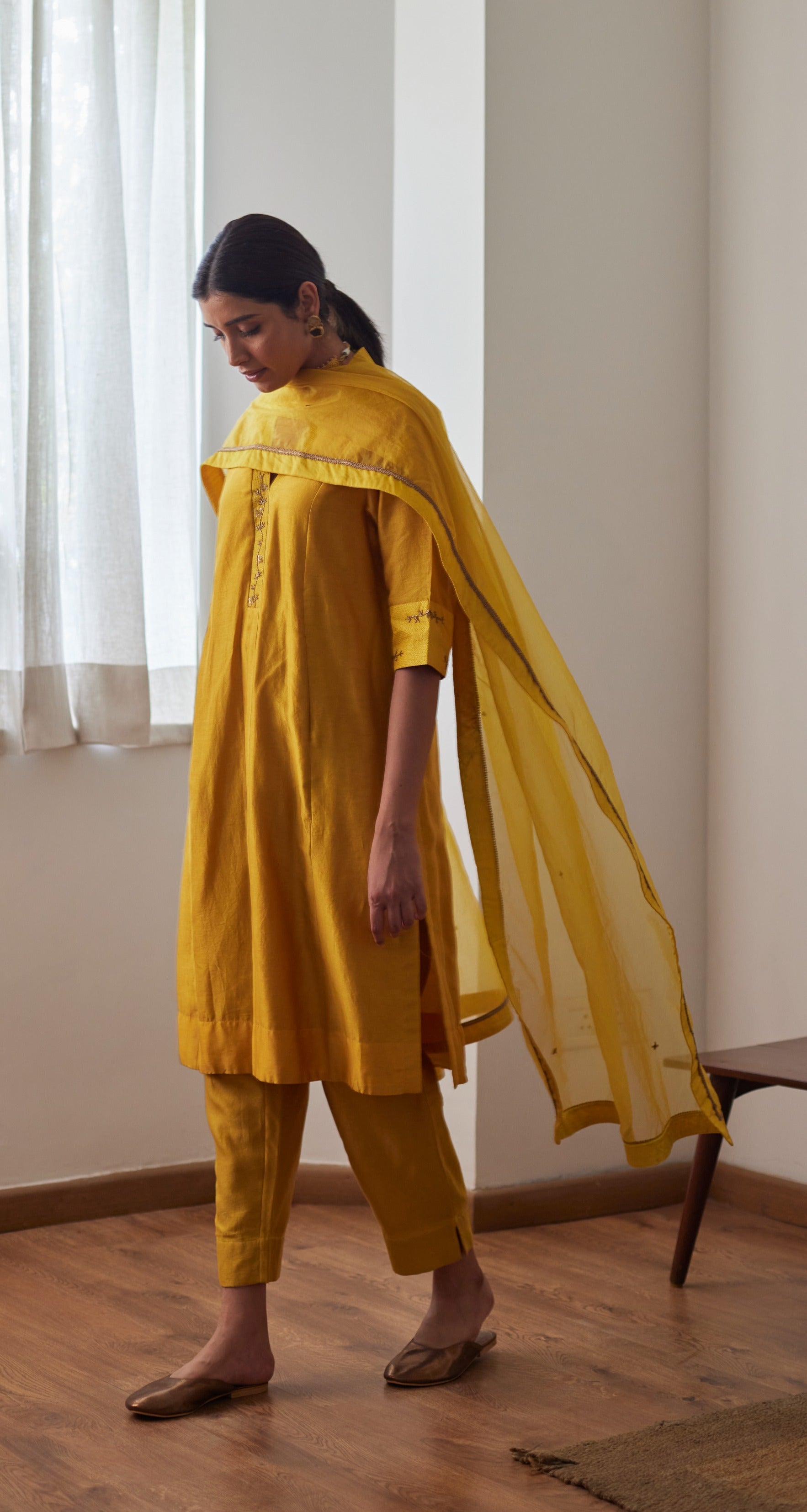 Organza Dupatta in Yellow