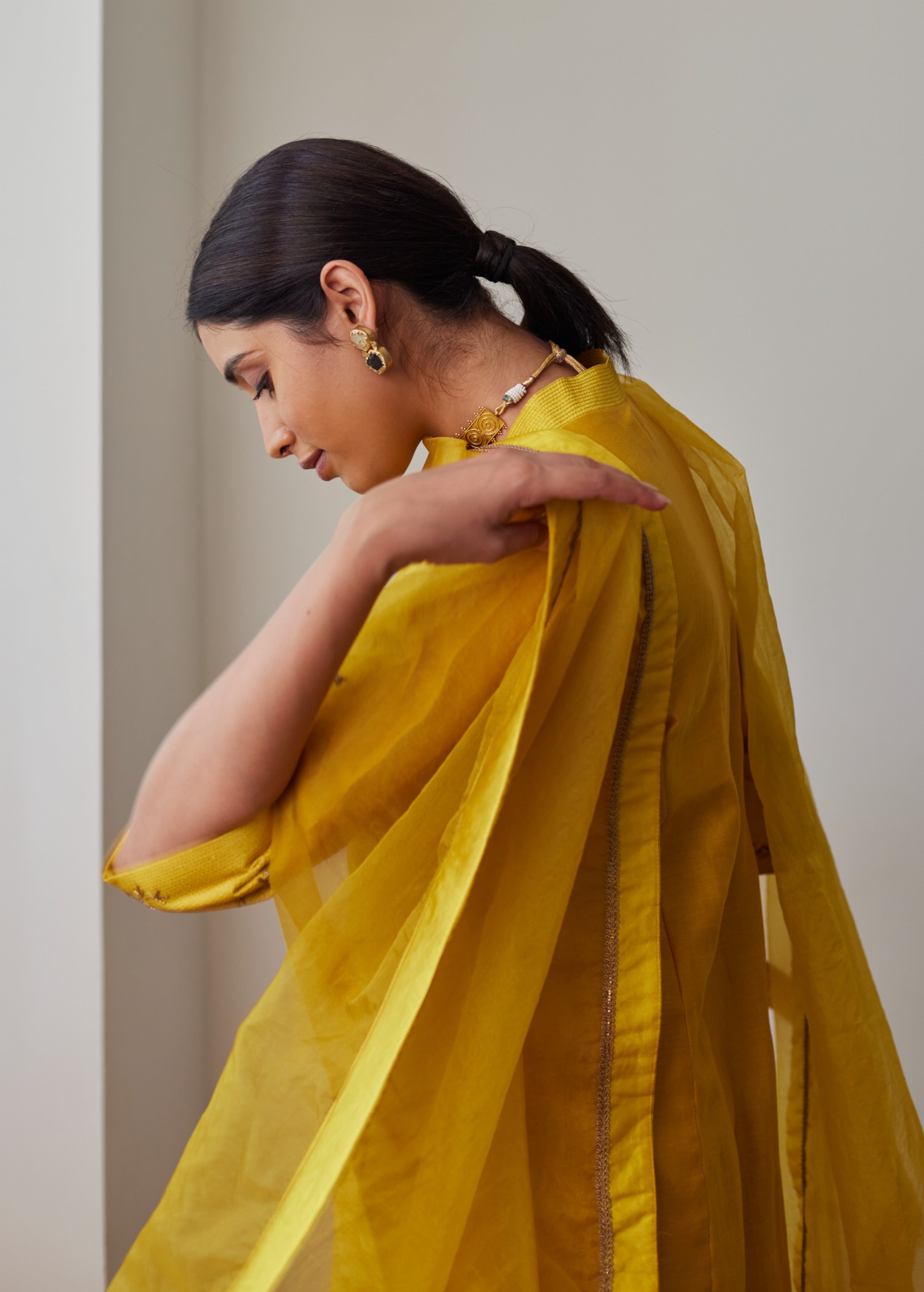 Organza Dupatta in Yellow