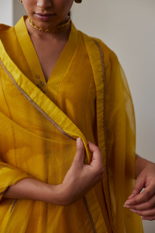 Organza Dupatta in Yellow