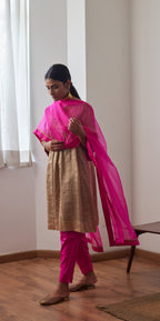 Organza Dupatta in Hot Pink