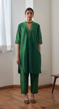 Anarkali in Green Chanderi with Chanderi Pants