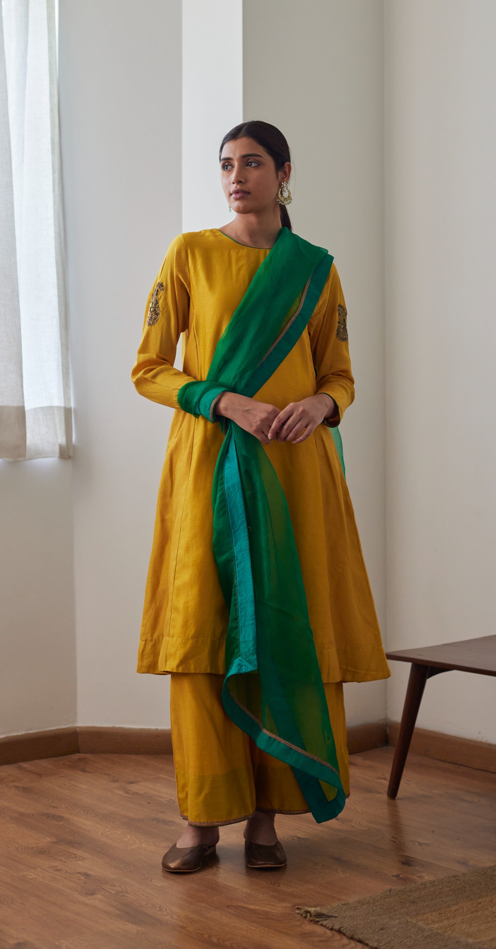 Organza Dupatta in Teej Green