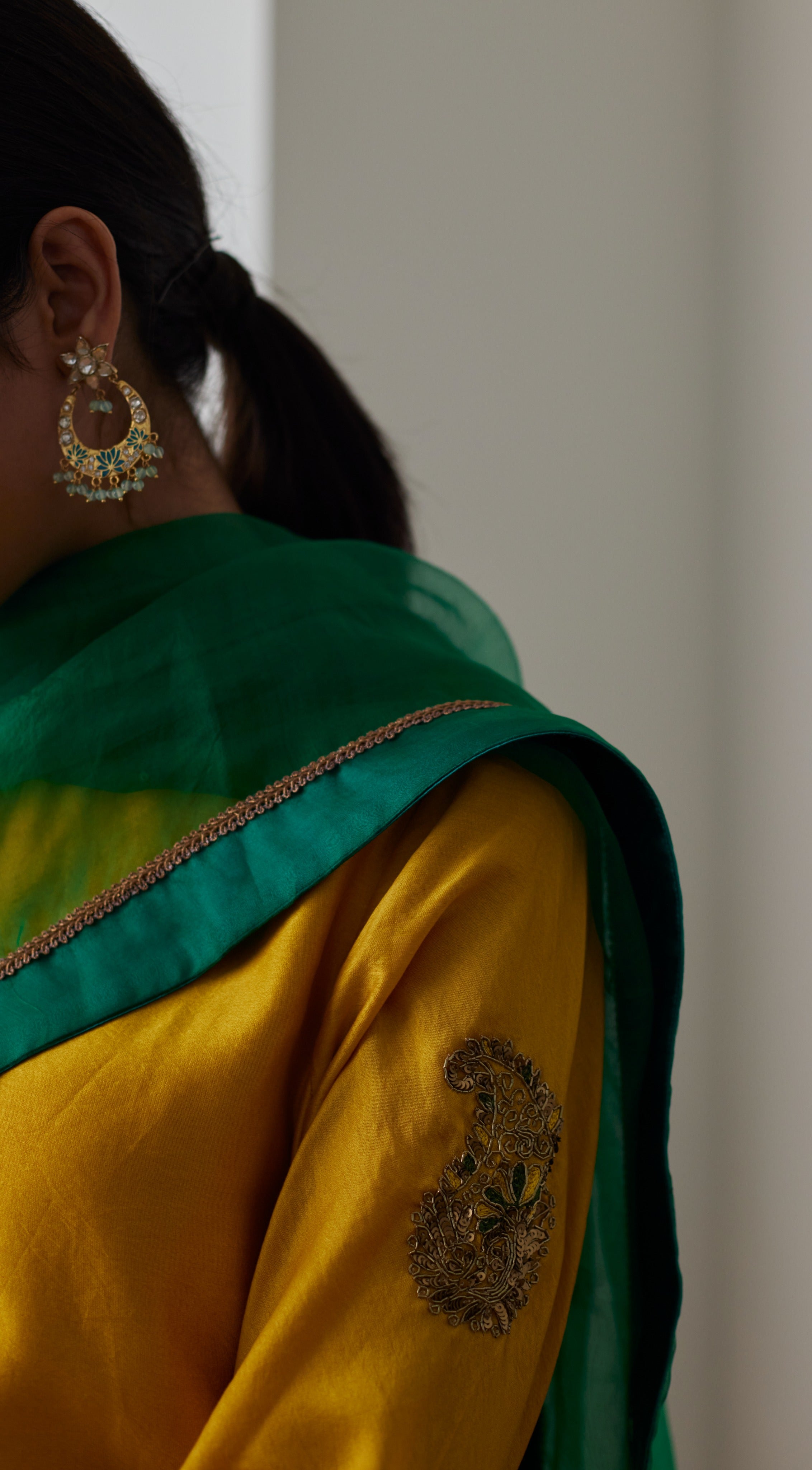 Organza Dupatta in Teej Green