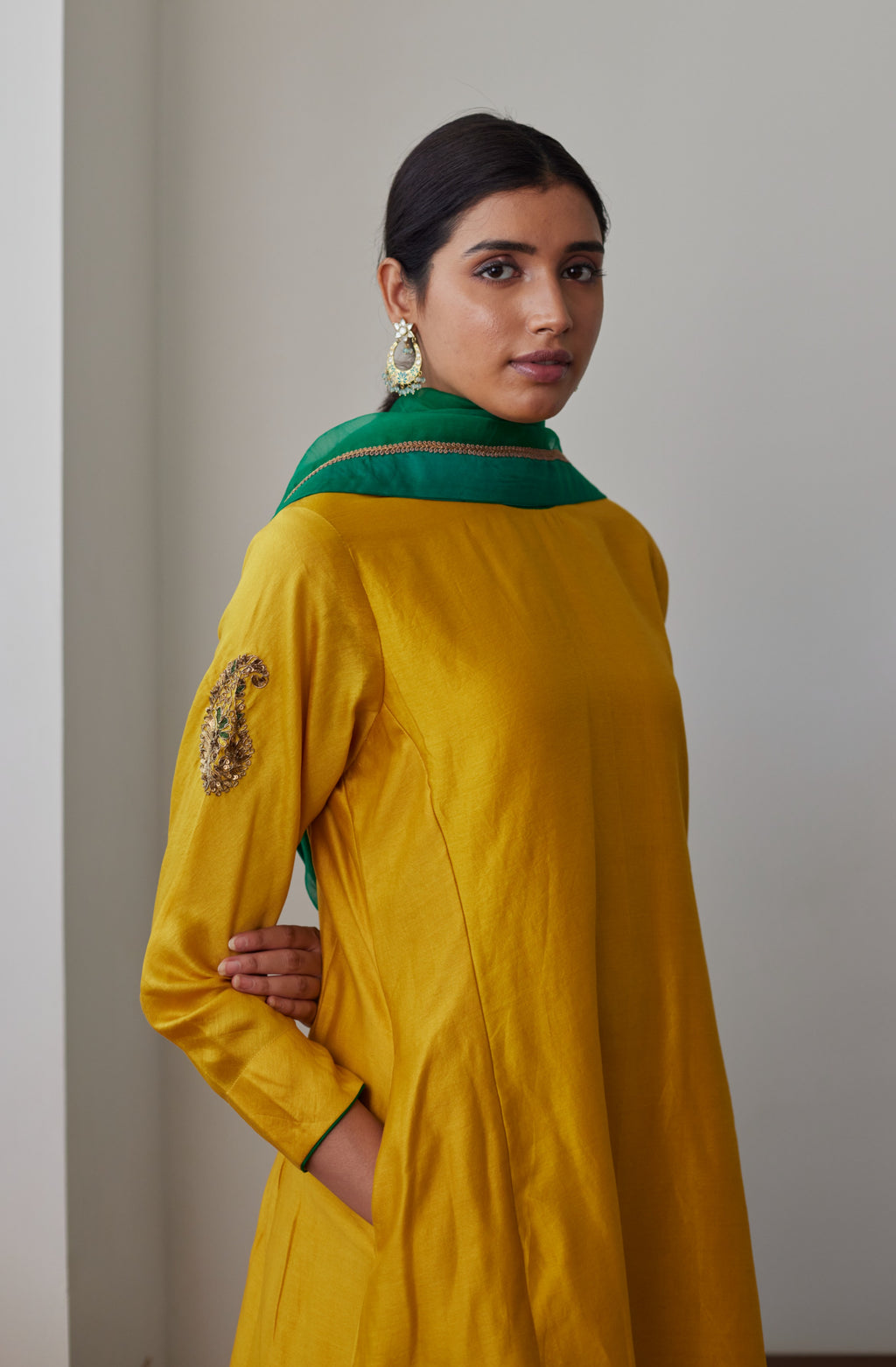 Organza Dupatta in Teej Green