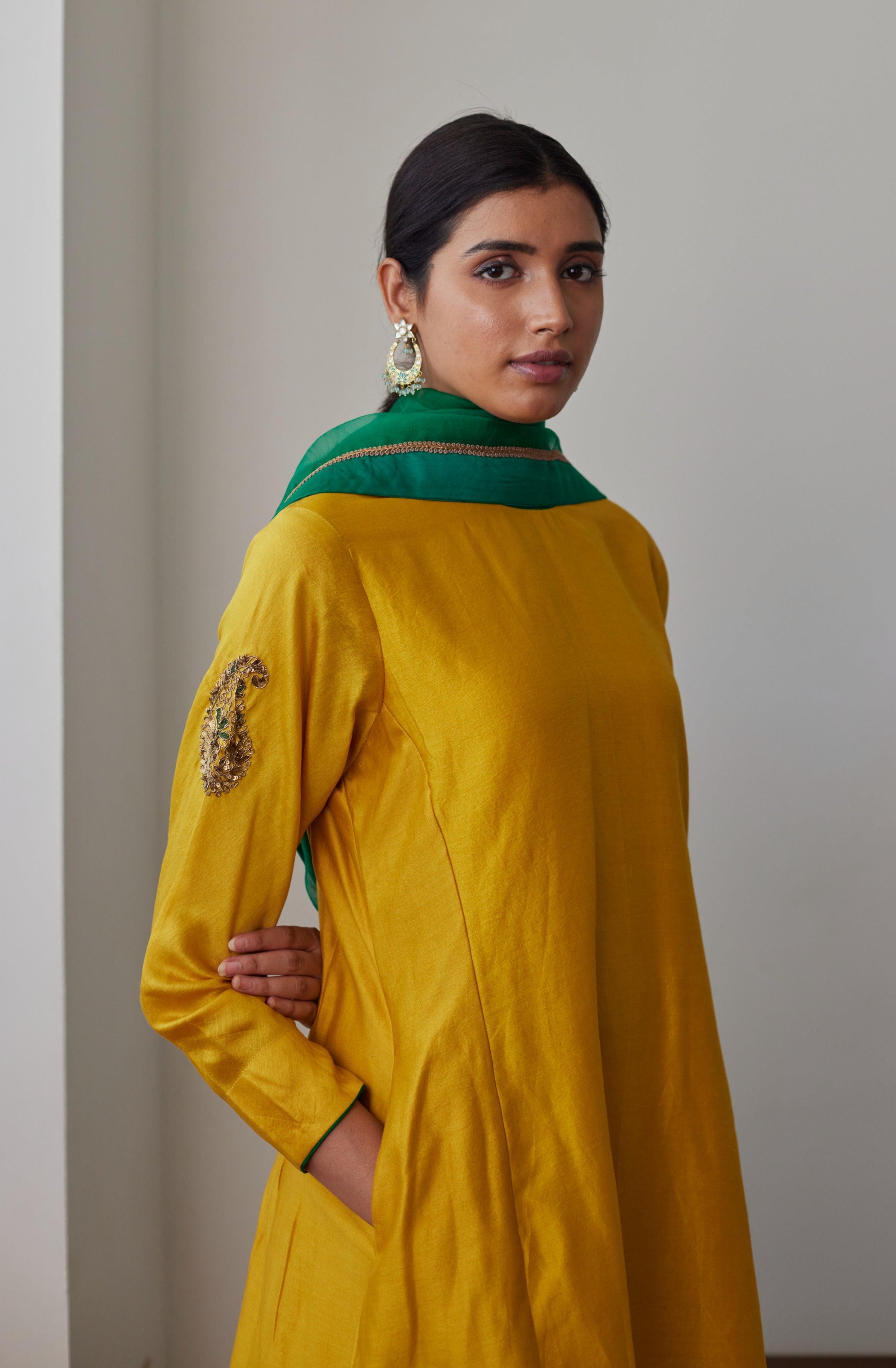 Organza Dupatta in Teej Green