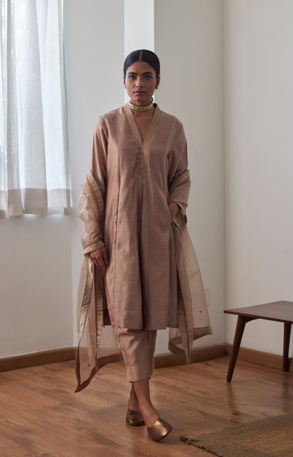 Organza Dupatta in Chai