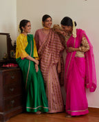 Cross Butta Organza Saree in Teej Green