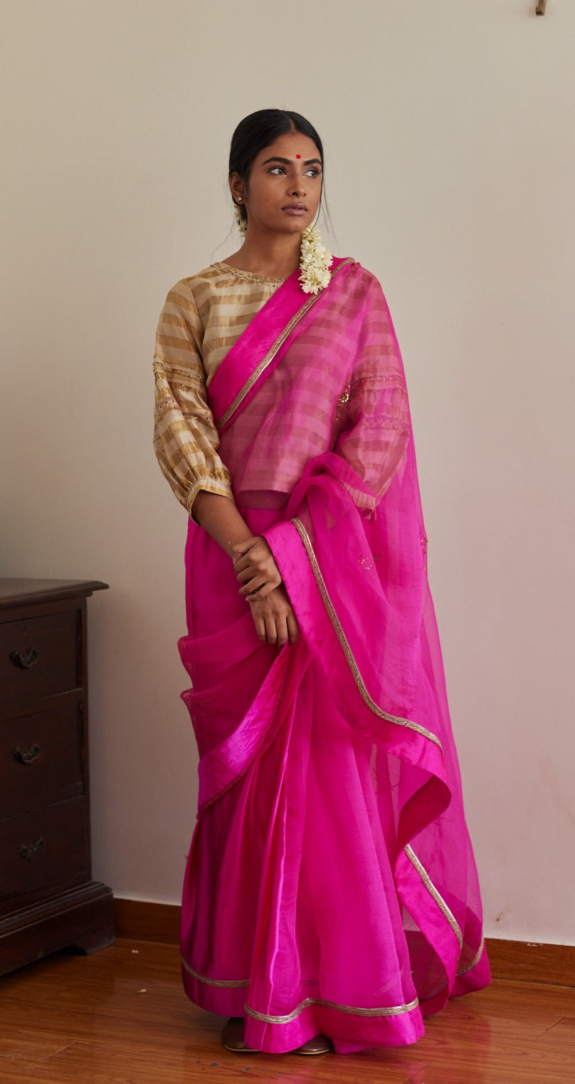 Cross Butta Organza Saree
