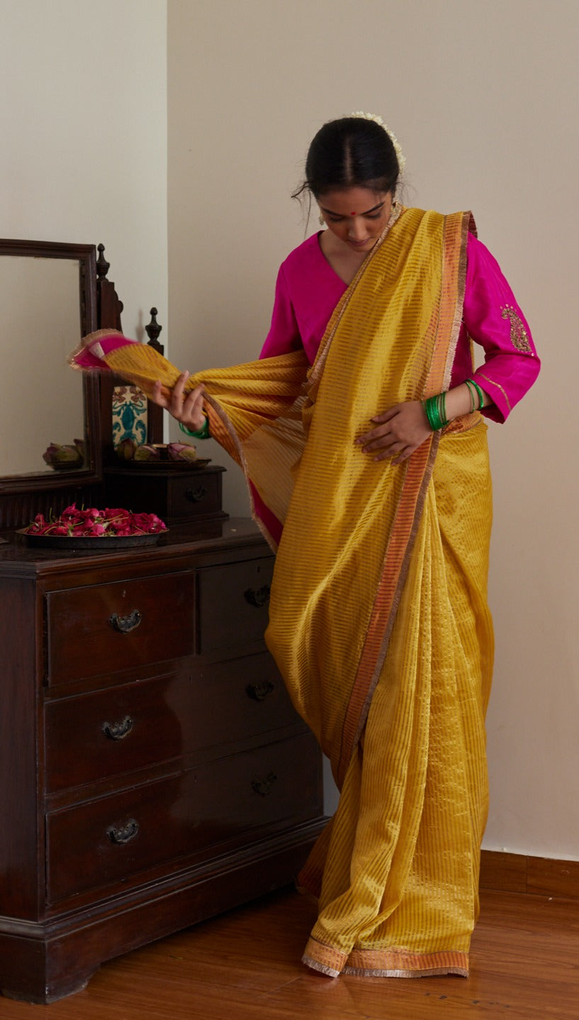 Sameena Tissue Stripe Saree