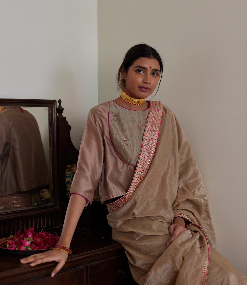 Angrakha Blouse in chai