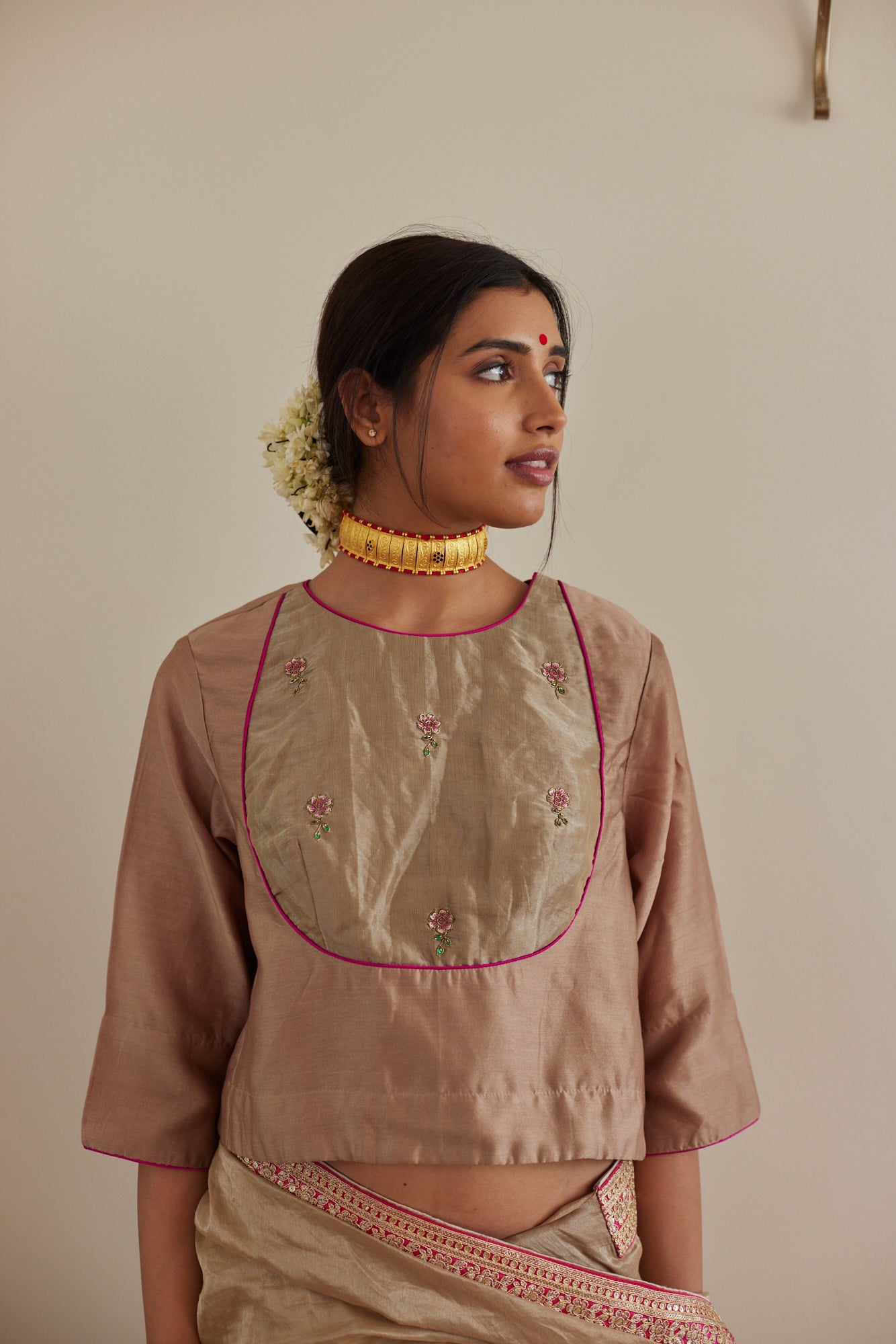Angrakha Blouse in chai