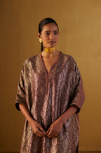 Shahi Kaftan in Plum Mughal Brocade with Plum Pants