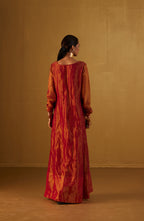 Sherbet Anarkali Dress in Red Tissue