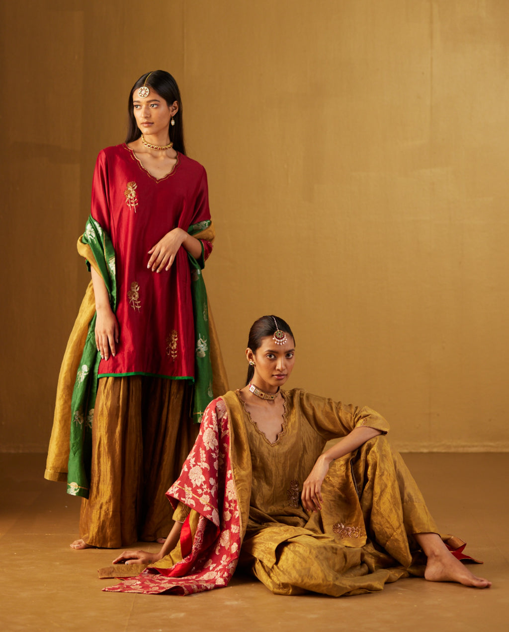 Tannu Kurta in Gold Tissue with Gold Sharara