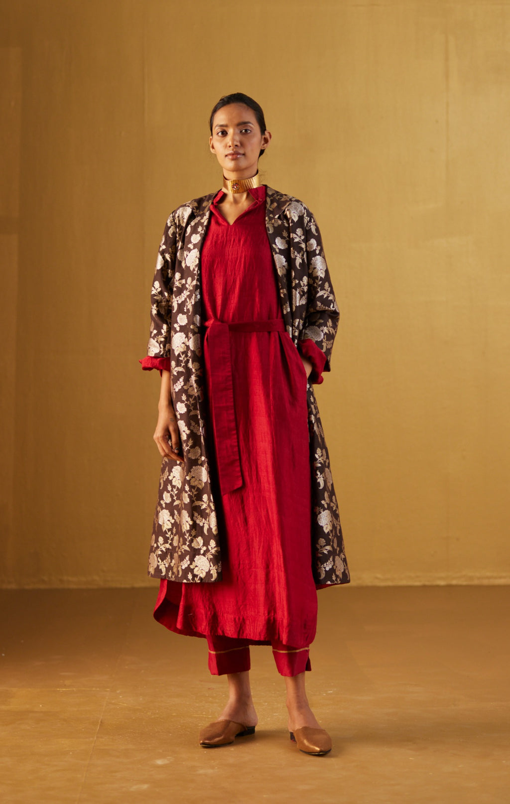 Sally Jacket in Brown Brocade