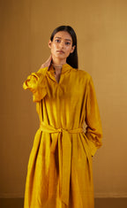Rina Polo Dress in Ochre Silk with Pant