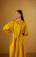 Rina Polo Dress in Ochre Silk with Pant