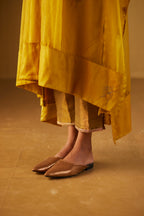 Ochre Waahida Kaftan in Hand Block Print and Gold Pants